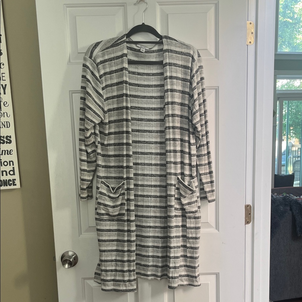 Nine West Black and White Striped Cardigan